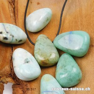 Chrysocolle - Shattuckite claire 2,7 - 3 cm percée avec cordon cuir noir à nouer