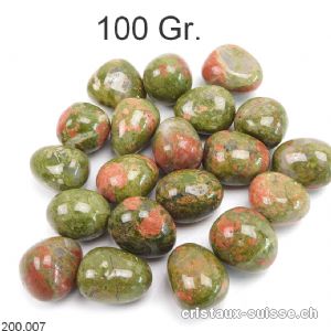 Unakite, pierres roulées S. Lot 100 Gr. 