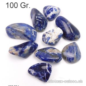 Sodalite, pierres roulées AB. Lot 100 Gr.