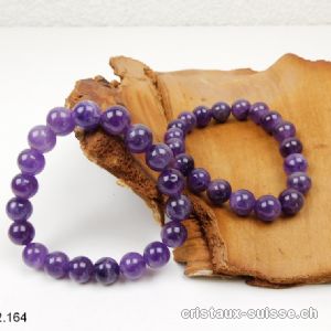 Bracelet Améthyste 10 mm, élastique 19 cm. Taille M-L