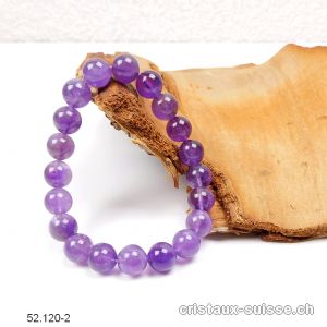 Bracelet Améthyste 10 mm, élastique 20 cm