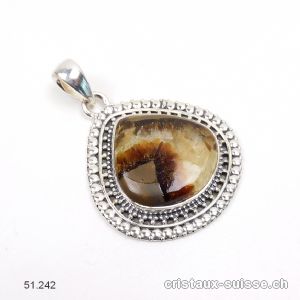 Pendentif Septarie en argent 925. Pièce unique