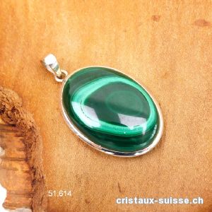 Pendentif Malachite du Congo en argent 925. Pièce unique