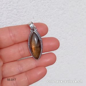 Pendentif Labradorite orange en argent 925. Pièce unique