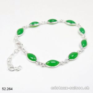 Bracelet Chrysoprase verte en argent 925. Qual. AA