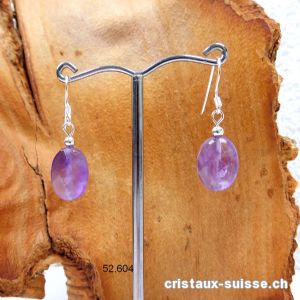 Boucles d'oreilles Améthyste ovale facettée en argent 925