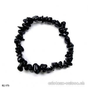 Bracelet Obsidienne noire - fumée, élastique 16,5 - 17 cm. T. XS-S