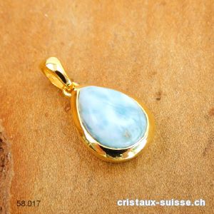 Pendentif Larimar en argent 925 doré. Pièce unique