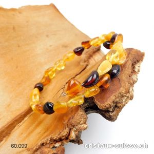 Bracelet Ambre couleurs mixtes, ouvert. Env. 20 cm. Taille L