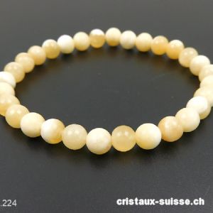 Bracelet Calcite jaune 6,5 mm, élastique 19 cm. Offre Spéciale