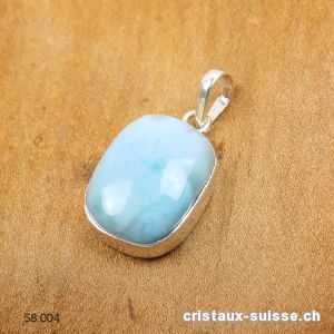 Pendentif Larimar 2 cm en argent 925. Pièce unique