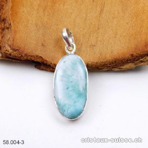 Pendentif Larimar 2,4 cm en argent 925. Pièce unique