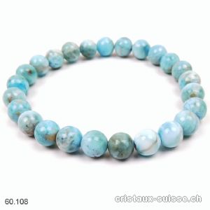 Bracelet Larimar bleu-vert 7,5-7,8 mm / 18 cm. Offre Spéciale