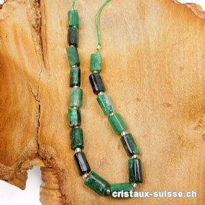 Demi-Rang Fuchsite-Aventurine verte, tubes facettés 7 - 10 x 5 - 6 mm / 19 cm, 16 pièces