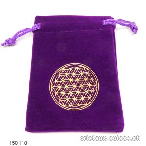 Pochette velours Fleur de Vie Violet, env. 10 x 7 cm. Offre Spéciale