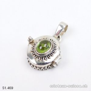 Pendentif Péridot - Olivine SECRET en argent 925. Pièce unique