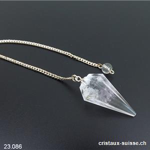 Pendule Cristal de Roche 3 - 3,5 cm, 12 faces