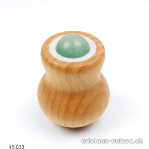 Roller de massage Aventurine verte et bois