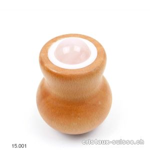 Roller de massage Quartz rose et bois 