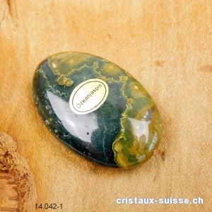 Jaspe Océan, pierre antistress arrondie 4,5 x 2,8 cm. Pièce unique