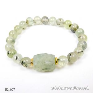 Bracelet Préhnite verte avec épidote 8-8,5 mm/19 cm. Taille M-L