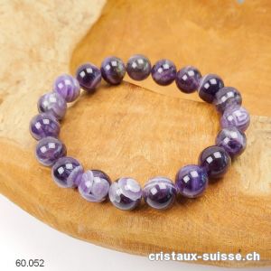 Bracelet Améthyste à Chevrons 10 mm / 19,5 cm