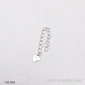 Chaînette de rallonge en argent 925 avec coeur plat. Offre Spéciale