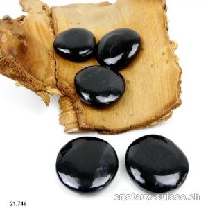 Tourmaline noire plate polie 3,6 - 4 cm / 24 à 29 grammes. Taille L