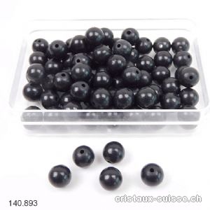 Schungite satinée, boule percée 6 mm