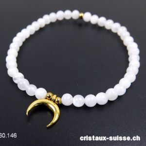 Bracelet Pierre de Lune blanche 4 mm / 18 cm avec LUNE