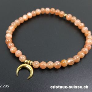 Bracelet Pierre de Lune saumon 4,5 mm / 18,5 cm avec LUNE