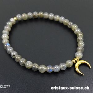 Bracelet Labradorite 5 mm / 18,5 cm avec LUNE