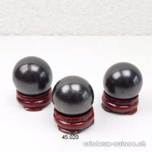 Boule Schungite 3 - 3,2 cm, avec support en bois