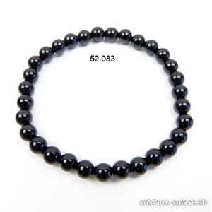 Bracelet Onyx noir 6 - 6,5 mm, élastique 18 cm. Taille M