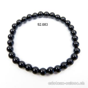 Bracelet Onyx noir 6 - 6,5 mm, élastique 19 cm. Taille ML