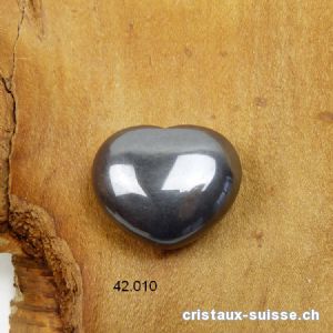 Coeur Hématite 3 x 2,5 cm, bombé. Offre Spéciale