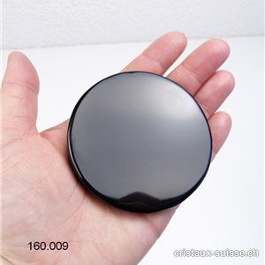 Obsidienne noire Miroir 7,5 - 8 cm, avec 1 pointe cristal de roche