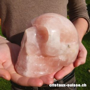 Crâne Quartz rose, long 15 cm, haut 11 cm. Pièce unique 2,538 kilos