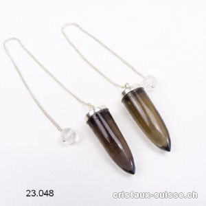 Pendule Quartz fumé 3 - 3,3 cm en argent 925