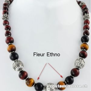 Fleur Ethno 8 mm, Intercalaire en argent 925 vieilli