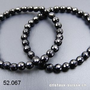 Bracelet Tourmaline noire FACETTÉE 6 mm / 19 cm