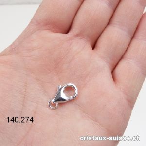 Fermoir Mousqueton 14,5 x 8 mm,  boucle ouverte 5 mm / argent 925