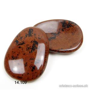Obsidienne acajou, pierre anti-stress incurvée, env. 5 x 3,5 cm