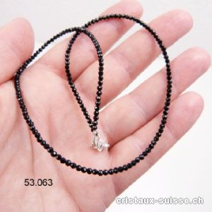 Collier Spinelle noir facetté 3 mm / 45 cm