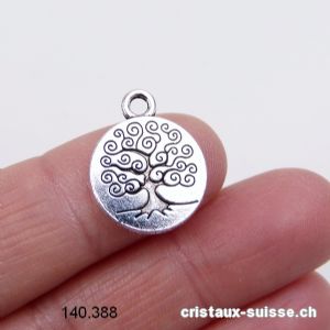 Charm Arbre de Vie en métal argenté, diam. 1,5 cm. OFFRE SPÉCIALE 