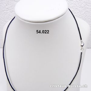 Collier cuir noir avec fermoir, 1,5 mm / long. 60 cm. OFFRE SPECIALE