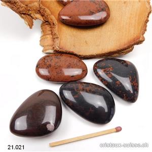 Obsidienne Acajou plate 3,5 - 4 cm. Taille M-L. OFFRE SPECIALE