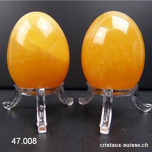 Oeuf Calcite orange 5 x 3,8 cm avec support plexiglas