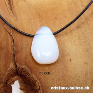 Opalite - Opaline 3 cm percée avec cordon cuir à nouer. OFFRE SPECIALE