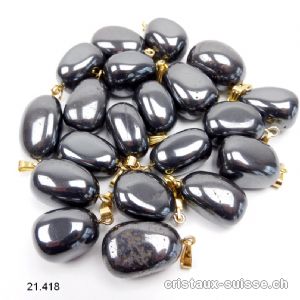 Pendentif Hématite env. 2 cm avec boucle métal doré. OFFRE SPECIALE